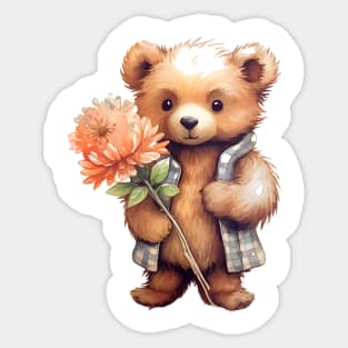 Bear with Flower Sticker